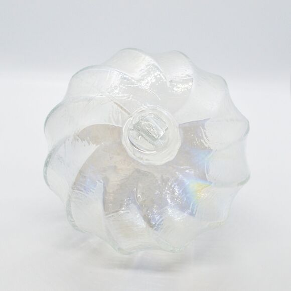 2 Sisters Artisan Glass 4" Iridescent Clear Onion or Top  Blown Glass Ornament - Picture 4 of 6